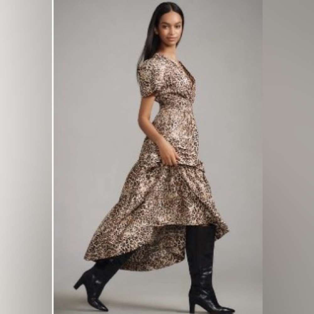 Anthropologie Maeve Somerset maxi dress in leopard print